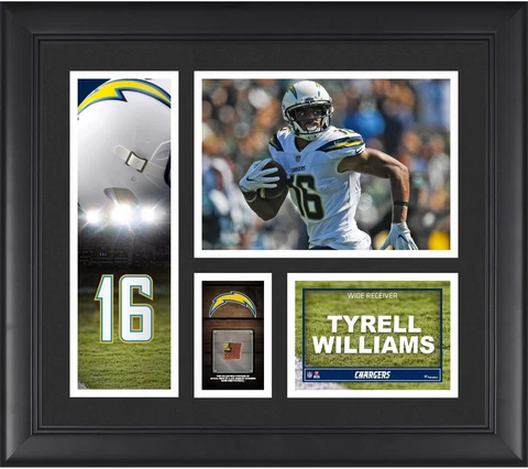Tyrell Williams Chargers Framed 15x17 Plyr Collage w/pc of Used Ball Cover