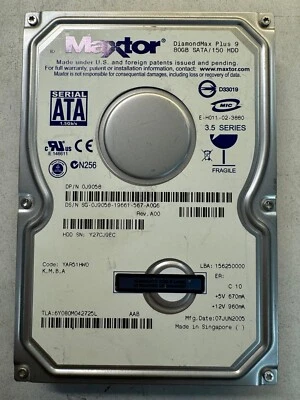 DELL J9058 DIAMONDMAX PLUS 9 6Y080M0 80GB 7.2K RPM 8MB 1.5 Gb/s SATA 3.5" HDD - Image 1 of 4