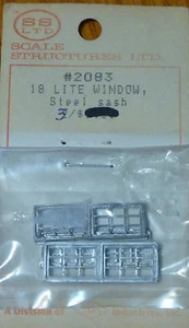 SS Ltd. HO Scale Kit #2083 Steel Sash 18-Lite Wind 3pcs - Bild 1 von 1