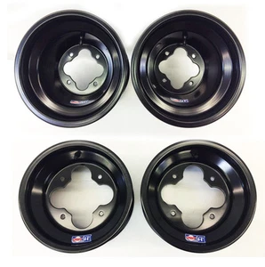 DWT BLACK A5 10" FRONT 10" REAR WHEELS RIMS YAMAHA YFZ450 BANSHEE RAPTOR 700 660 - Picture 1 of 3
