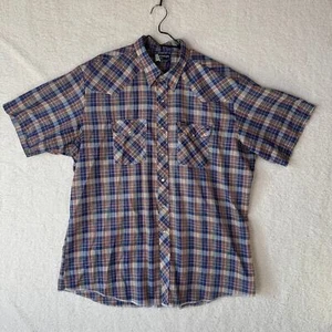 Wrangler Mens Button Down XXL Tall Vintage Plaid 80s Western Cowboy - Picture 1 of 6