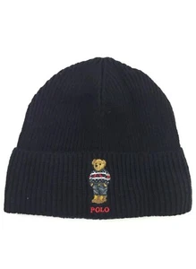 Polo Ralph Lauren Black Moose Bear Beanie Mens One Size Fits All - O/S - Picture 1 of 5