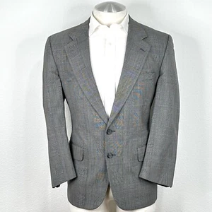 Burberrys Vintage 100% Wool Prince Of Wales Gray Blue & Red Sport Coat 42 Short - Picture 1 of 11