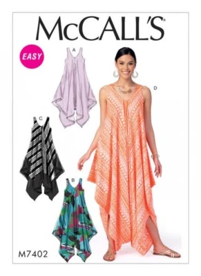 McCalls Ladies Easy Sewing Pattern 7402 Handkerchief Hem, Tent Dresses & ... - Image 1 of 4