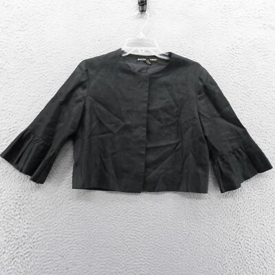 Chaqueta de lino Ralph Lauren talla 6 negra para mujer manga 3/4 recortada volantes puño blazer Foto 1 de 4