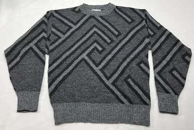 Le Tigre Vintage Gray & Black Grandpa Sweater Size XL Crew Neck Pullover - Image 1 of 4