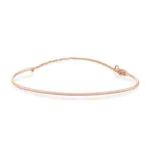 Rare 10K Solid Rose Gold Women's Simple Bangle and Chain Bracelet