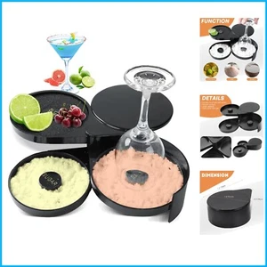 3 Tier Bar Glass Rimmer Margarita Cocktail Sugar Salt Rim Bar Bartender Tool - Picture 1 of 8
