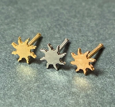 3pcs Sunburst Style Sun Nose Rings Studs Bones 316L Surgical Steel Ion Plated - Image 1 of 4