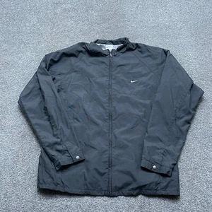 VINTAGE Nike Jacket Youth XL Extra Large Black Full Zip Windbreaker Running 90s - Picture 1 of 8