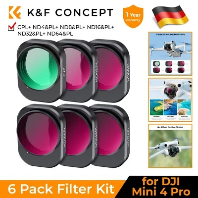 K&F Concept ND/PL Filterset 6 Stück CPL ND4/8/16/32/64 Filter mit DJI Mini 4 Pro - Bild 1 von 4