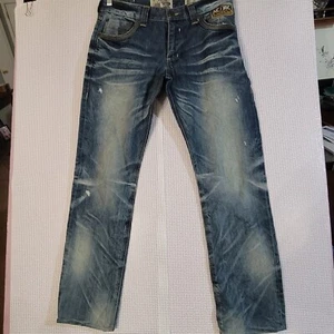 Affliction X DPSR Blue Medium Wash Jeans Mens 33 Straight Leg Mid Rise Denim - Picture 1 of 13