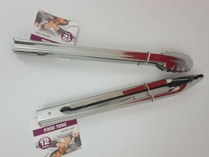 2 x pinze in acciaio inox 12" cucina casa cucina insalata carne impugnatura per barbecue - Foto 1 di 4