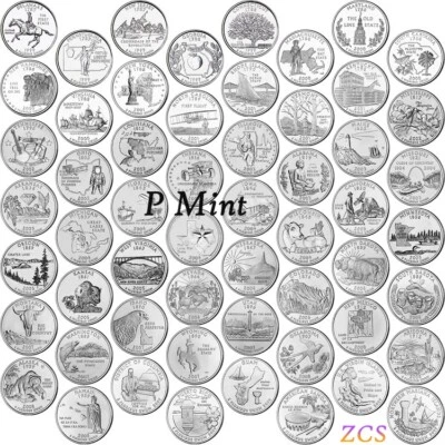 1999 - 2008 P  Complete 50 States & 2009 6 Territories Quarters Sets 56 Coins  - Image 1 of 2