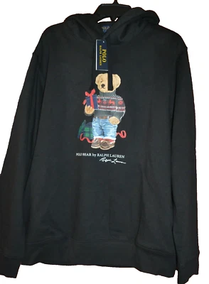 POLO RALPH LAUREN GIFT BEAR  FLEECE HOODIE BLACK XL - Image 1 of 4