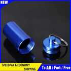 Mini Pill Case Waterproof Keychain Emergency Pill Box for Camping (Blue)