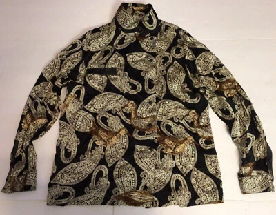 Blusa Che Bella Vintage 100% Seda Estampado Gaviota Pájaro Abotonada Talla 10 Foto 1 de 4