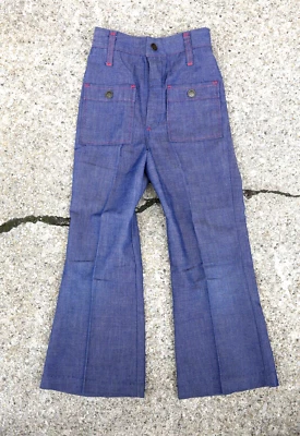 Pantalones de Jean Acampanados Vintage Años 70 Buster Marrón Niños Jóvenes Denim Parte Inferior Talla 6/7 Foto 1 de 4