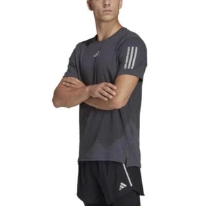Aidas Mens AEROREADY Own The Run Heather Tee - Dark Grey - Picture 1 of 3