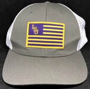 LSU Tigers Hat American Flag Trucker Mesh SnapBack Top of The World Cap Grey GUC - Picture 1 of 19