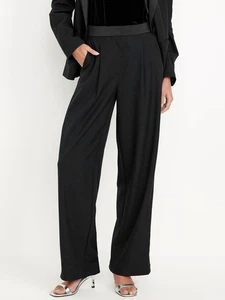 Old Navy extra hohe Taille weites Bein Smokinghose schwarz verstellbar Größe 0 RT $ 55 - Bild 1 von 9