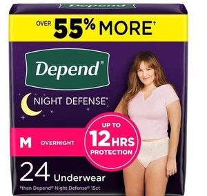 2 NEW Depend Night Defense Incontinence Overnight Underwear Women Medium Large - Picture 1 of 1