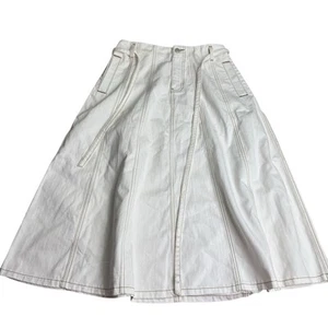 David Lawrence White A-Line Skirt Size 12 Midi High Waist Panel Detail Chic - Bild 1 von 9