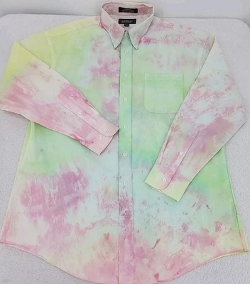 Croft & Barrow Broadcloth Men 16 32/33 Long Sleeve Button Up Procion Ice Tie Dye - Image 1 of 4