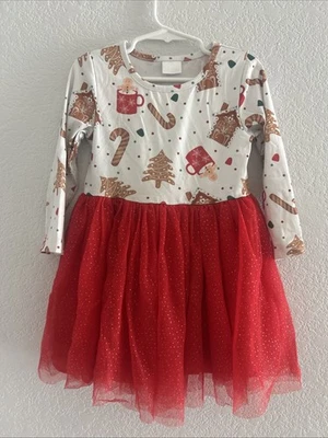 Girls Christmas Tulle Long Sleeve Dress Size Medium 7/8 - Image 1 of 4