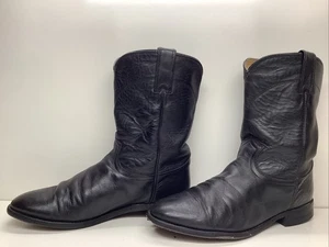 MENS JUSTIN WESTERN ROPER BLACK BOOTS SIZE 9 EE - Picture 1 of 10