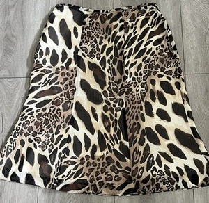 Le Suit Animal Print Skirt Women’s Size 6 Petite Lined Side Zipper Brown Cream - Picture 1 of 7