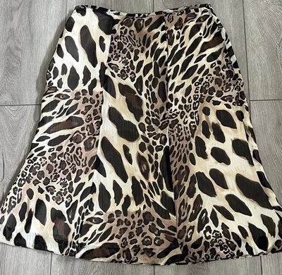 Le Suit 动物印花裙女式 6 码娇小内衬侧拉链棕色面霜 — 第 1/4 张图片