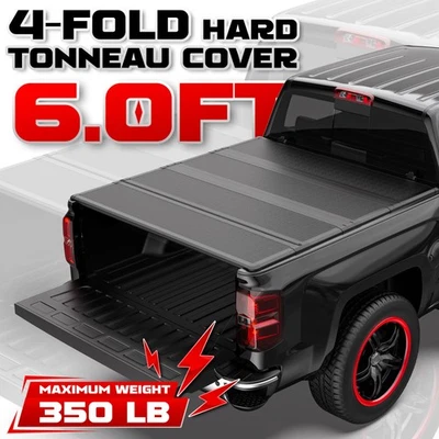 6FT 4-Fold Fiberglass Hard Tonneau Cover for 2019-2024 Ford Ranger Truck Bed - Image 1 of 4
