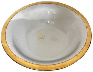 Große handgefertigte Studio Kunst Glas Italien Schale strukturiertes Glas Goldrand 13" - Bild 1 von 7