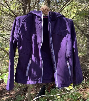 Purple Fleece Lined 'WEATHERPROOF' Full Zip JACKET Hooded Sz M Child - Image 1 of 4