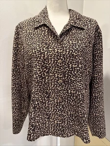 Bentley Women's Leopard Print Blouse Long Sleeves 100% Polyester Size Large - Picture 1 of 6