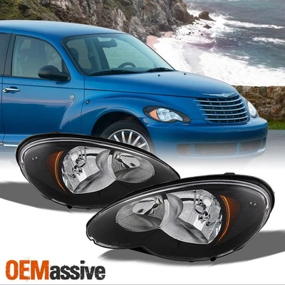 Faros de repuesto negros para Chrysler PT Cruiser Fit 06-10 L+R Foto 1 de 4