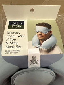 Memory Foam Reise Nackenkissen & Augenmaske Muddy Aqua - Open Story™ - Bild 1 von 4