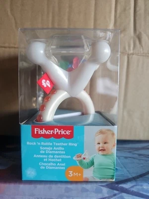 Anillo de mordedor Fisher-Price Rock 'n Rattle, sonajero bebé y juguete de dentición para edades Foto 1 de 2