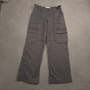 Hollister Cargohose Damen 2R W26 grau Low Rise Baggy weites Bein Utility Taschen - Bild 1 von 13