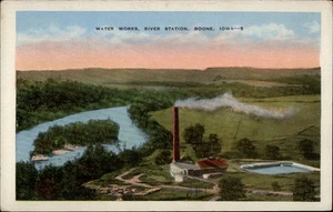 Boone,IA Water Works River Station Scenic View Iowa Postcard - Picture 1 of 2