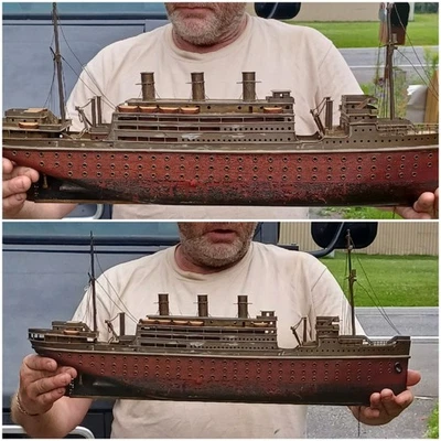 Старинный дерева и латуни корабль модель три стека Cruiseliner высшего качества модель - Изображение 1 из 4