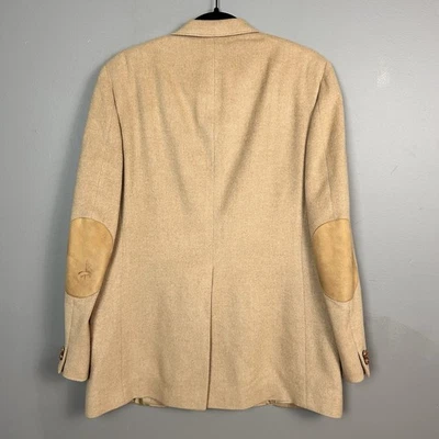 DAKS Mens 43 Tan Camel Hair Sport Coat Suede Elbow Patch Western Vintage Indie - Image 1 of 4