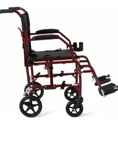 Medline Aluminum Transport Chair with 8” Wheels, Red - MDS808210ARE - Picture 1 of 3