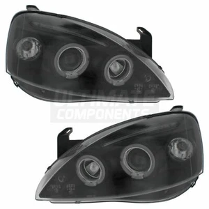 Vauxhall Corsa C 2000-2006 Projector Halo Angel Eye Headlights Lamps Black Inner - Picture 1 of 12