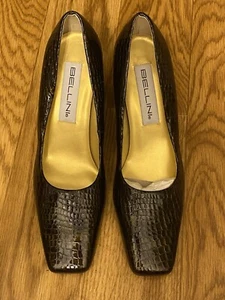 Bellini Marta Square Toe Heels geprägtes Kroko-Lackleder braun Größe 8,5 - Bild 1 von 8
