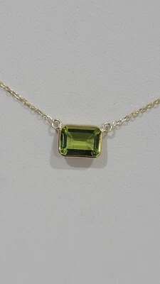14k Yellow Gold Necklace With Genuine Peridot  6×8 mm With Lobster Lock - Image 1 of 4
