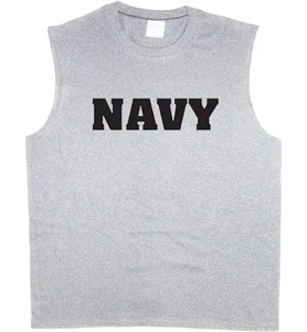 Men's sleeveless t-shirt US Navy design usn muscle tee tank top tshirt - Picture 1 of 1