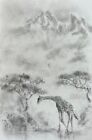 Mont Kenya girafe acacias arbres Afrique cabanes de mauvaise humeur brouillard lac onirique