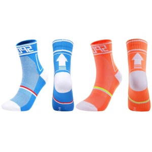 2 Pairs Cycling Socks Road Riding Bicycle Bike Sports Ankle Socks XC Orange Blue - Picture 1 of 7
